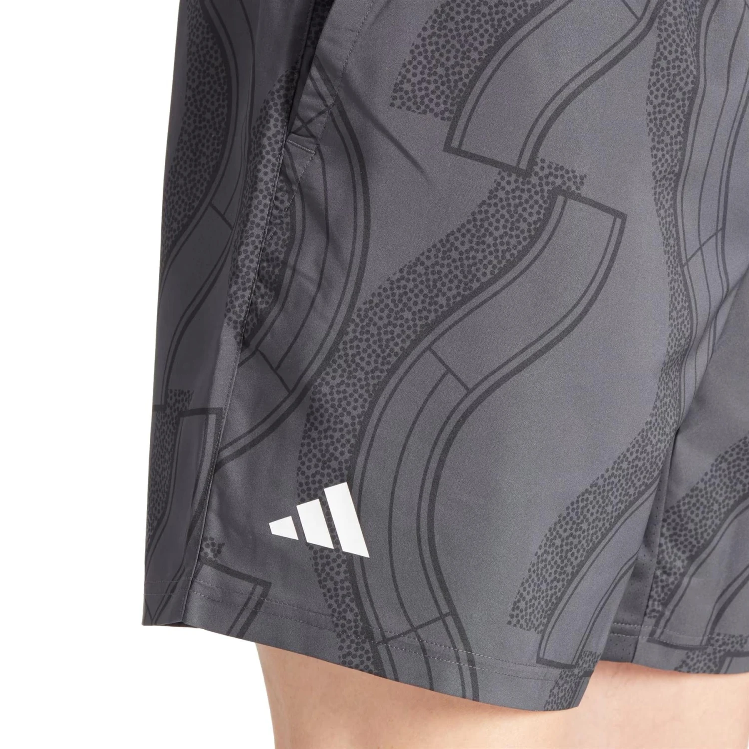 ADIDAS Club Graphic Mens Badminton Shorts - Carbon / Black - Image 3