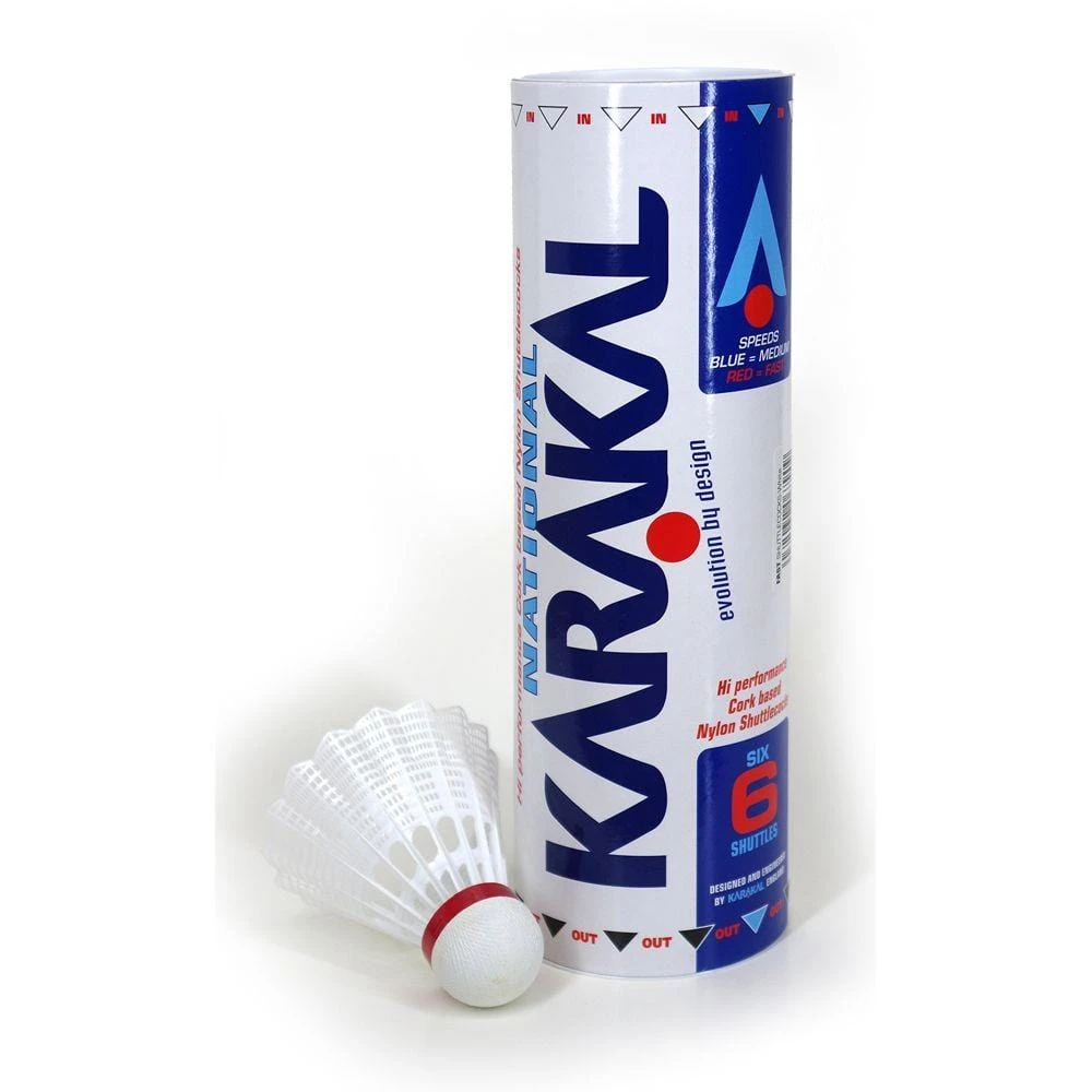 Karakal National Natural Nylon Shuttlecocks - White Fast - Set Of 6