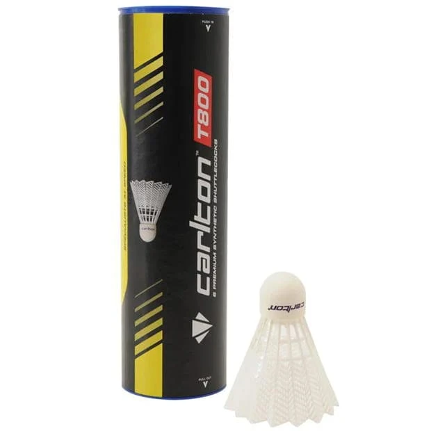 Carlton T800 White Medium Badminton Nylon Shuttles / Shuttlecocks - Tube 6