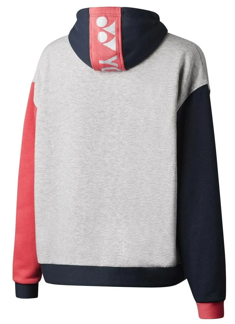 Yonex YHD123 Unisex Badminton Hoodie - Grey / Gunmetal / Cerise - Image 2