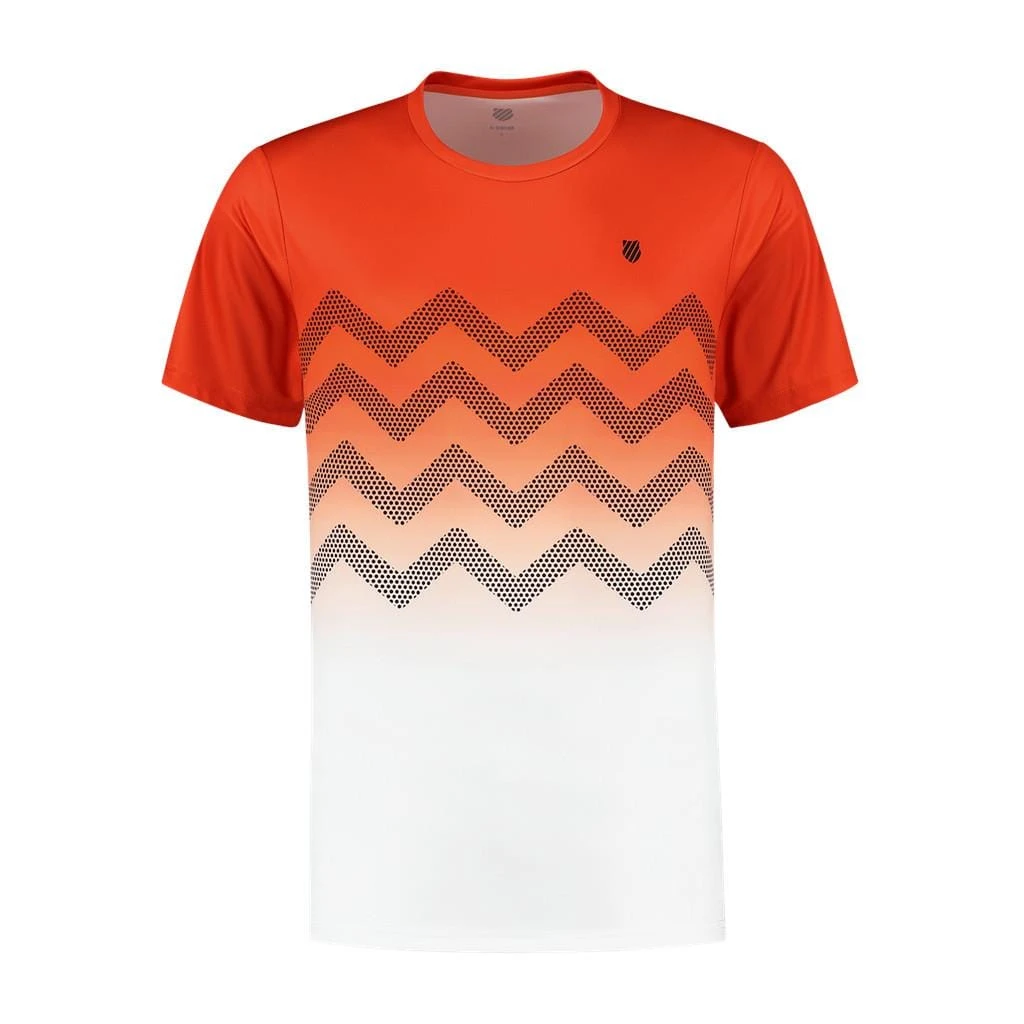 K-Swiss Hypercourt Print Crew 2 Mens T-shirt - Orange / White